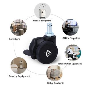 2 Zoll 2,5 Zoll Anpassbare Büromöbel-Rollen mit Einsteckstange, Schwenkbare Gummiräder mit Bremse für Chefsessel - Product Image 6