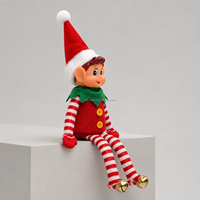 Maßgefertigte Weihnachts-Langbein-Elfenpuppe aus Polyester, Sitzende Feiertagsdekoration für Zuhause und Kamin