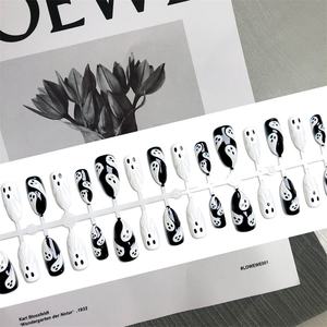 3D Stereo Short Amande 30 pièces d'armure de fantôme d'Halloween Appuyez sur les ongles Faux ongles - Product Image 5