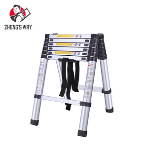 Échelle télescopique <span class=keywords><strong>double</strong></span> face en aluminium réglable EN131, échelle multifonctionnelle, échelle pliante, très vendue - Product Image 1