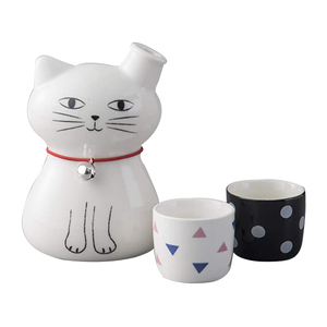 Artisanat Traditionnel 1PC Poterie Bien <span class=keywords><strong>Carafe</strong></span> et 2 PIÈCES Tasses à Saké Blanc Maneki Neko Chat Design Japonais En Céramique Sur Mesure set De saké - Product Image 1