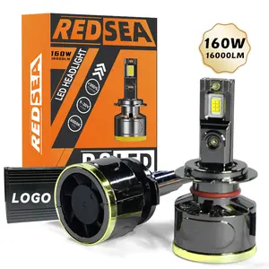 R8 160W 40000 lúmenes faros LED H4 9005 9006 tubos de cobre dobles H4 H7 9005 9006 coche Auto Led 12V H11 LED faro de coche