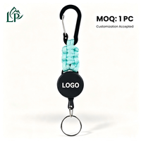 Porte-clés rétractable robuste avec mousqueton, porte-badge extérieur, enrouleur de badge d'identification, cordon en PVC extensible, anneau porte-clés, accessoire de camping