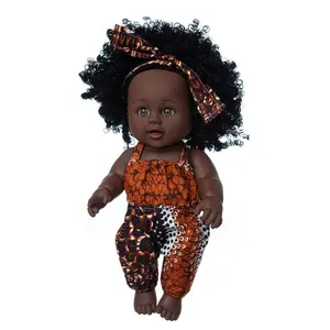 Nach 12 Zoll Schwarz Haut Wiedergeburt Puppe Afrikanische Kinder Kleid Up Puppe Nette Mädchen Kleid Up Spielzeug
