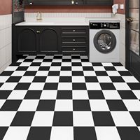 ORON DECO PVC Papier peint 3D Carreaux de sol Revêtement de sol en plastique Autocollants adhésifs Sol en vinyle noir et blanc Décoration intérieure Luxe