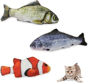 Jouet interactif pour chat, poisson réaliste en peluche électrique qui bouge et s'agit, amusant, rechargeable par USB, pour mordre, mâcher et exercer, jouet en forme de poisson-chat - Product Image 1