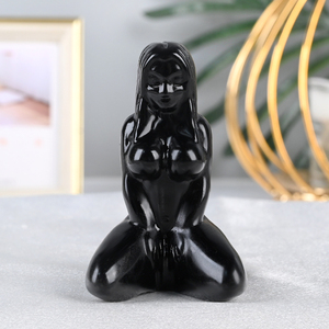 Estatua de la Madre Tierra de Obsidiana Negra Tallada en Cristal de Alta Calidad al por Mayor para Decoración del Hogar - Product Image 4