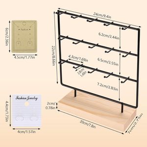 Wooden Jewelry Storage Rack 3 Tier Metal Hanger Display Stand For Earrings Necklaces <b>Desk</b> Organizer - Product Image 1