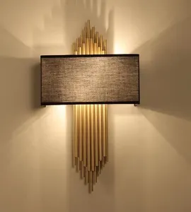 Luminária moderna de parede de tecido minimalista, fundo interno, lâmpada para sala de jantar, quarto, escada, hotel
