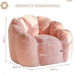 Sofá Puff Moderno con Forma Floral para Adultos, Ultra Suave, con Reposabrazos, Silla de Lectura Grande para Sala de Estar o Dormitorio, Puff de Felpa Rosa - Product Image 2