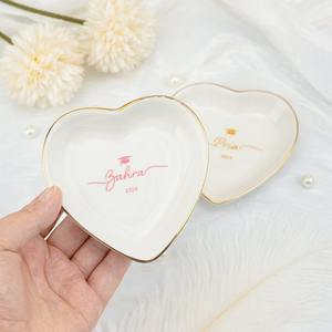 Ceramic Heart-shaped <b>Ring</b> <b>Plate</b> Name Customization Jewelry Storage <b>Plate</b> One-Piece Custom - Product Image 4