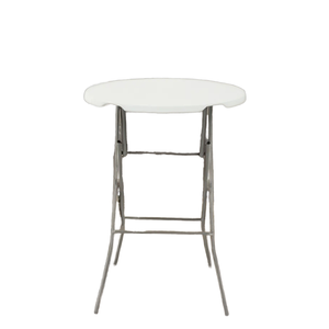 Tubo de acero con recubrimiento en polvo blanco moderno, mesas redondas de barra portátiles de 60cm de diámetro para patio al aire libre, cóctel plegable con estilo de Panel - Product Image 4