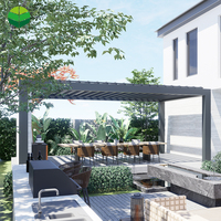 Pergola en aluminium imperméable pour jardin extérieur Ouverture électrique avec éclairage LED Cadre thermolaqué