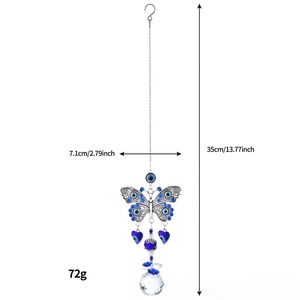 Attrape-soleil œil de diable bleu, suspension lumineuse, collection cristal arc-en-ciel, boule attrape-soleil pour jardin d'ombres et rideau de patio - Product Image 6
