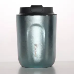 PINKAH new launched customized logo 8 OZ anodised finishing titanium thermo mug coffee on the go