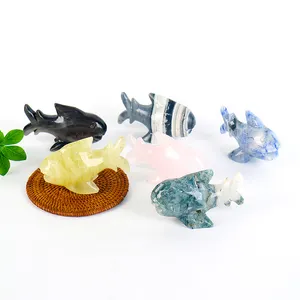 Hot Sale Shark Carvings Crystal Shark Engraving Crafts Healing Stones For Home Decoration