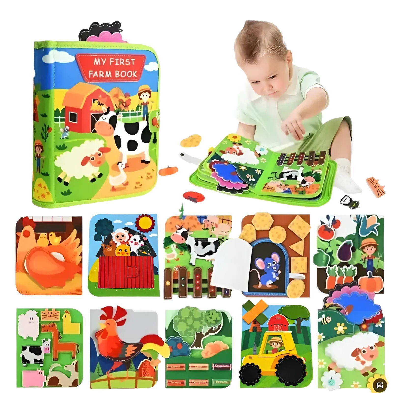 Farm book-embroidered velcro