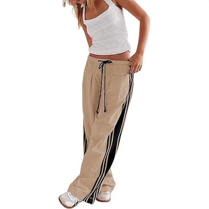 <span class=keywords><strong>Pantaloni</strong></span> Casual Eleganti da <span class=keywords><strong>Donna</strong></span> Stile Sportivo Retrò con Striscia Laterale, Gamba Dritta, Primavera-Estate, OEM ODM - Product Image 3