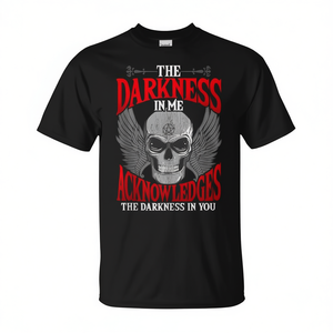 Camiseta con estampado de calavera gótica The Darkness In Me Acknowledge The Darkness, unisex, manga corta, cuello redondo, para adultos, promocional - Product Image 2