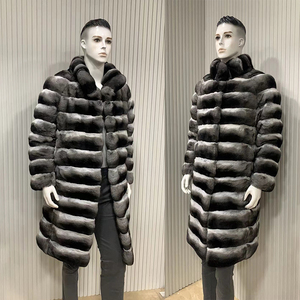 Abrigo de piel de <span class=keywords><strong>Chinchilla</strong></span> auténtica para mujer y hombre de alta calidad de fabricante, chaqueta de piel de <span class=keywords><strong>Chinchilla</strong></span> desmontable auténtica de estilo más largo con cremallera - Product Image 3