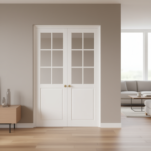 Porte double à battants en verre transparent 24x80 po, design intérieur moderne, cœur plein, préfini, panneau unique - Product Image 2