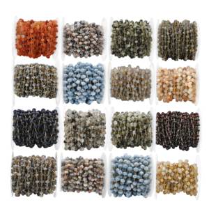 Mystic Silverite Rondelle à facettes en laiton plaqué or Chaîne chapelet enroulée en fil vendu au pied Juin Pierre de naissance Mois et signe du zodiaque - Product Image 6