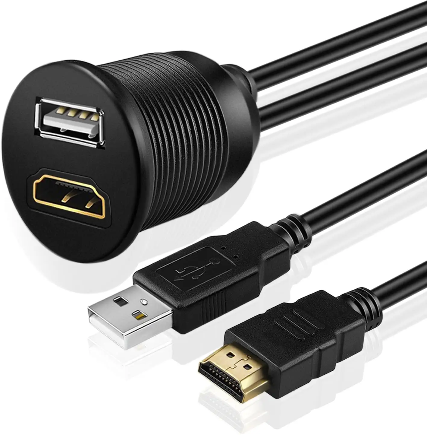 Port Ganda Premium Kabel HD 4K USB 2.0 Berlapis Emas, Kotak TV Android 1.8M 28AWG dengan Port Ganda