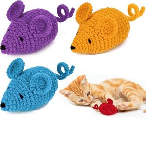 New Handmade Crochet Plush <b>Mouse</b> Cat Dog Interactive Movement Biting Woolen Animal Pet Chew <b>Toy</b> - Product Image 1
