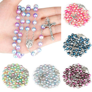 Chapelet Perle Perles Collier Catholique Crucifix Pendentif Collier Bijoux Première Sainte Communion Cadeau - Product Image 1