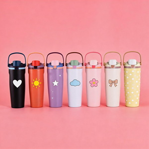 Gobelet isotherme portable en acier inoxydable moderne, couleur personnalisable, logo, double paroi, isolation sous vide, poignée, maintien au chaud pendant 12 à 24 heures - Product Image 1