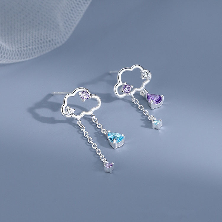 Orecchini pendenti a forma di luna, con nappa, in argento Sterling 925, asimmetrico, per donne e ragazze, gioielli alla moda e alla moda