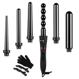 Professional hair curling 7 in 1 hair curling wand hair curler straightener Salon rotating Curling Iron Aluminum