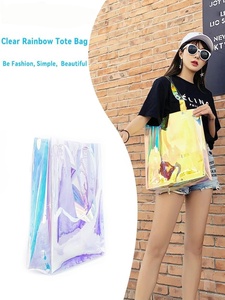 Bolsa de Compras Personalizada con Logotipo, Impermeable, Transparente, Holográfica, Iridiscente, de PVC, con Asa de Cuerda, Tamaño Personalizado - Product Image 4