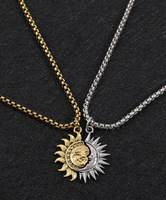 2024 or soleil et argent lune asymétrie pendentif chaîne colliers pour hommes femmes Simple Couple collier ensemble de bijoux accessoires