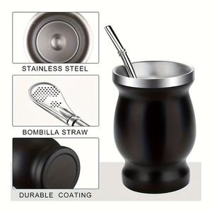 Vaso de Acero Inoxidable de 8 oz para Yerba Mate con Bombilla, Taza Térmica de Doble Pared con Aislamiento al Vacío para Té, Café, Regalo - Product Image 5