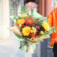 Papel de Regalo Impermeable para Ramos de Flores de Dos Colores, Papel de Envolver para el Día de San Valentín, Diseño Floral Coreano, 58x58cm, Precio Bajo al por Mayor