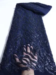 فستان عرائس NI.AI مطرز بالدانتيل الأخضر الغامق مرصع باللؤلؤ فستان من التُل الفرنسي للنساء