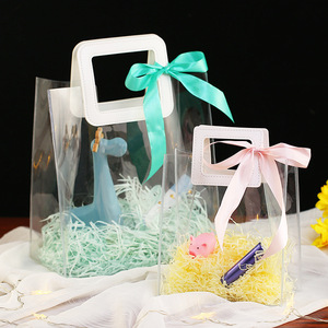 Sac à fleurs <span class=keywords><strong>transparent</strong></span> en PVC personnalisé avec logo, portable, pour boissons, cadeaux, shopping, en <span class=keywords><strong>plastique</strong></span> <span class=keywords><strong>transparent</strong></span> avec poignées - Product Image 4