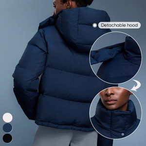 Veste de sport et de yoga R&U Winter 90% duvet de canard blanc, capuche amovible, épaisse, isolée, ourlet à cordon de serrage, imperméable, veste matelassée pour <span class=keywords><strong>femme</strong></span> - Product Image 2