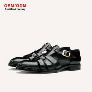 Sandalias de Verano Personalizadas OEM para Hombre, de Piel Vacuna, Estilo Oxford, Cómodas, Transpirables, Antideslizantes, Resistentes a Impactos, Impermeables, con Correa de Hebilla, Suaves - Product Image 1