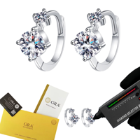S925 gümüş küpe rodyum kaplama mizaç basit küpe DEF yuvarlak kesim moissanit küpe kadın 0.6ct