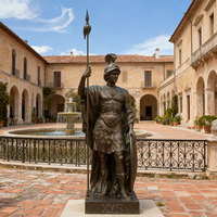 Statue de sculpture en bronze sur mesure, style paysage rétro, ornement héros romain antique pour entrée de villa
