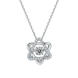 Redleaf High Quality 925 Sterling Silver 18K Gold Plated Necklaces Special Style Moissanite Pendant Necklace For Girl