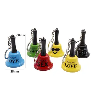 3.8cm Ring for Kiss Mini Metal Hand Bell, with Keychain Call Bell, Novelty Gifts for Bachelorette Party Favors