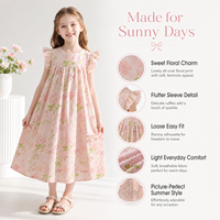 Robe florale pour filles, manches à volants, brodée, tenue de fête pour tout-petits, anniversaire, boutique, tenue personnalisée, OEM, marque privée