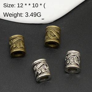 Runas vikingas, cuentas de agujeros grandes, cuentas de cabello para trenzas, anillo de extensión de cabello, accesorios de aleación de zinc DIY, extensión de cabello rastas - Product Image 4