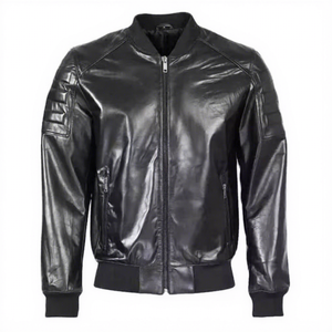 Blouson aviateur de moto en cuir véritable d'hiver de qualité supérieure pour hommes coupe-vent grande taille avec logo personnalisé disponible - Product Image 1