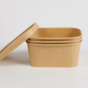 包装箱包装包装包装使い捨て生分解性紙ボウル加熱可能クラフト紙防水食品ボウル蓋付き - Product Image 3