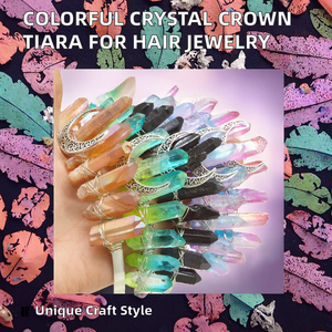 Diadema <span class=keywords><strong>de</strong></span> Tiara <span class=keywords><strong>de</strong></span> Cristal Natural al por Mayor <span class=keywords><strong>con</strong></span> Grabado Técnico, Aura Colorida, Luna, Bruja, Vintage, Feng Shui - Product Image 2