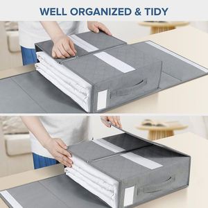Boîtes de rangement pliables personnalisées en tissu non tissé pour draps, avec fermeture éclair, pour organiser les draps - Product Image 4